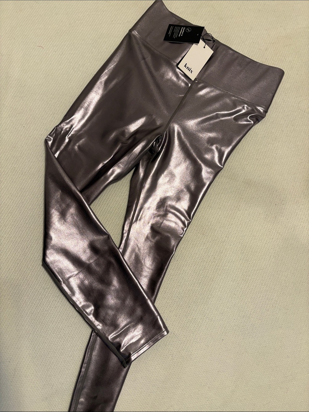 knix Metallic Leggings in Shiny Pewter
